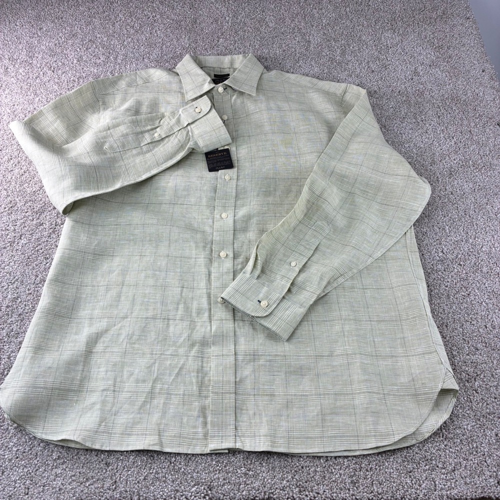 NWT Jos A Bank Reserve Mens XL Linen Plaid Button Up Dress Shirt Traditional Fit - Picture 8 of 11